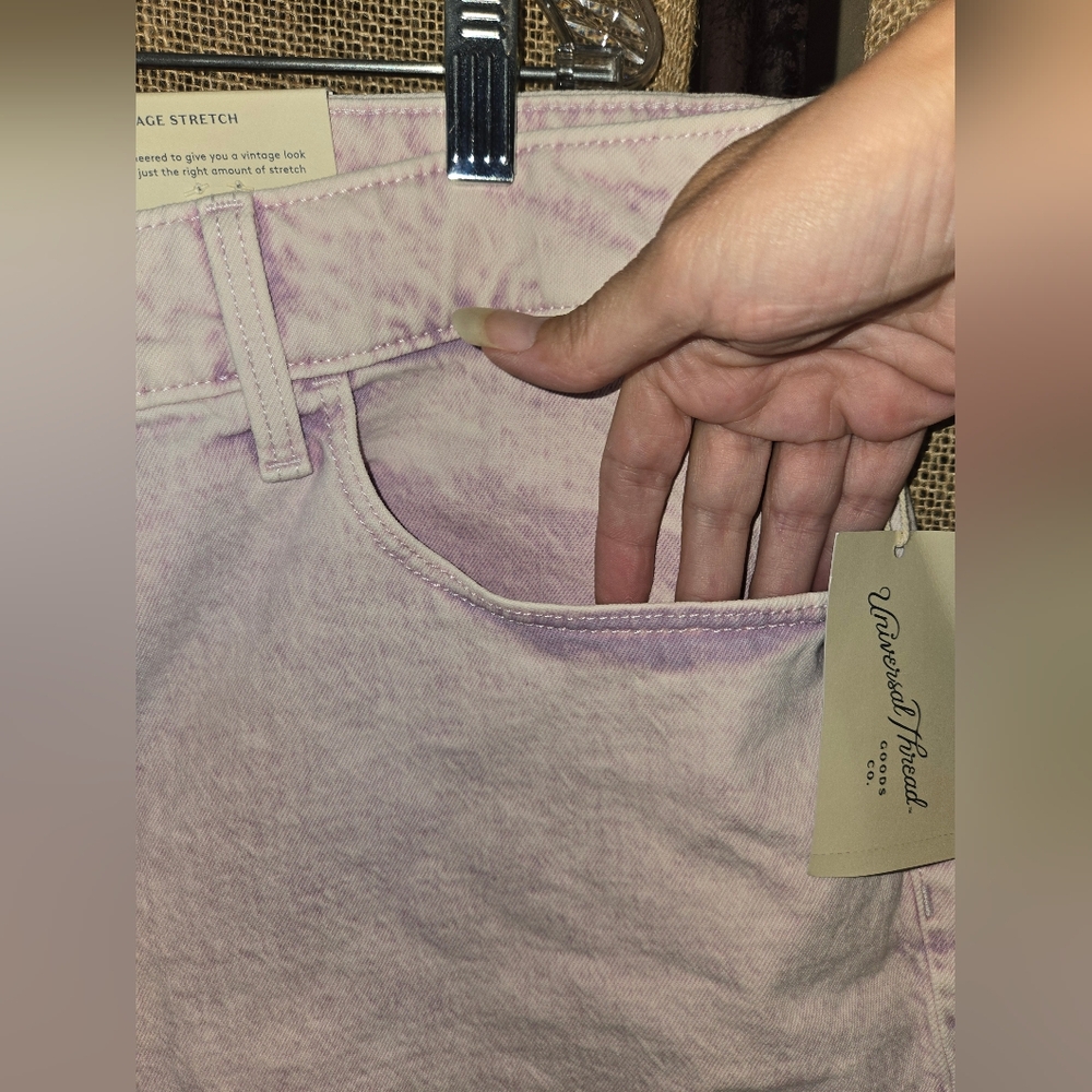 NWT Women's Universal Thread Purple Acid Wash 5 Pocket Shorts Size 18 - Picture 4 of 10